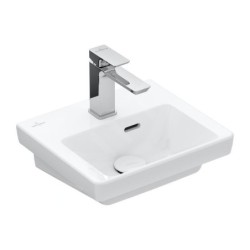 Villeroy & Boch Subway 3.0 - Meuble-lavabo 370x305 mm, avec trop-plein, trou pour robinet, CeramicPlus, Stone White 437037RW