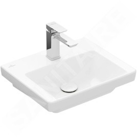 Villeroy & Boch Subway 3.0 - Meuble-lavabo 450x370 mm, sans trop-plein, trou pour robinet, CeramicPlus, Stone White 4370FLRW