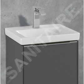 Villeroy & Boch Subway 3.0 - Meuble-lavabo 450x370 mm, sans trop-plein, trou pour robinet, CeramicPlus, Stone White 4370FLRW