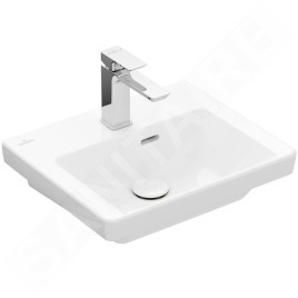 Villeroy & Boch Subway 3.0 - Meuble-lavabo 450x370 mm, avec trop-plein, trou pour robinet, CeramicPlus, Stone White 4370FKRW