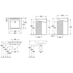Villeroy & Boch ViCare - Lavabo 650x550 mm, sans trop-plein, trou pour robinet, AntiBac, blanc CeramicPlus 517868T2