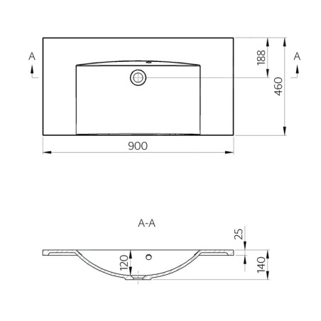 Sapho Maria - Lavabo de meuble 900x460 cm, avec trop-plein, sans trou de robinet, blanc MA090-0