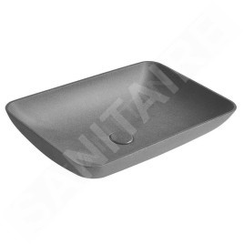 Sapho Lavabos - Lavabo à poser Infrane 570x370 mm, sans trop-plein, sans trou pour robinet, granite noir AR464
