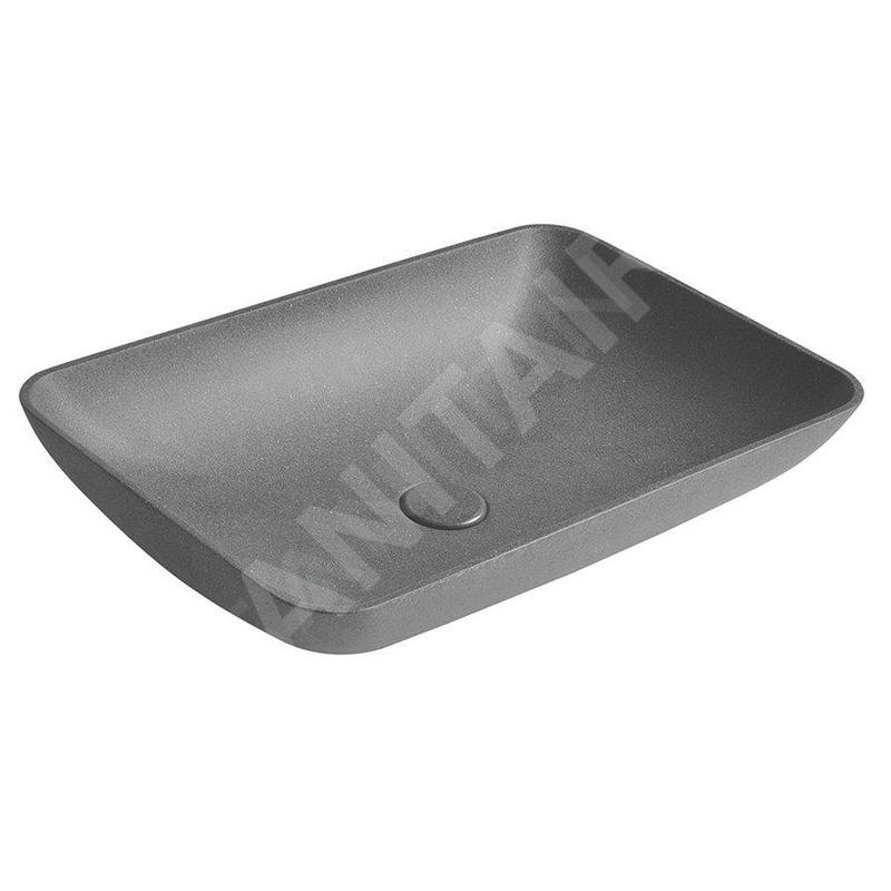 Sapho Lavabos - Lavabo à poser Infrane 570x370 mm, sans trop-plein, sans trou pour robinet, granite noir AR464 Sapho Lavabos - Lavabo à poser Infrane 570x370 mm, sans trop-plein, sans trou pour robinet, granite noir AR464