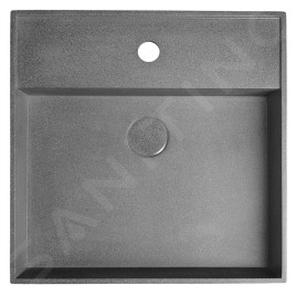 Sapho Quadrado - Vasque, 460x460 mm, sans trop-plein, 1 trou de robinetterie, noir granite AR468
