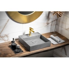 Sapho Quadrado - Vasque, 460x460 mm, sans trop-plein, 1 trou de robinetterie, noir granite AR468