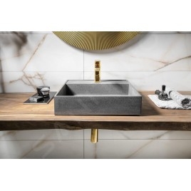 Sapho Quadrado - Vasque, 460x460 mm, sans trop-plein, 1 trou de robinetterie, noir granite AR468