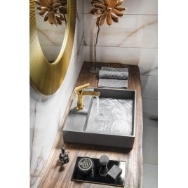 Sapho Quadrado - Vasque, 460x460 mm, sans trop-plein, 1 trou de robinetterie, noir granite AR468