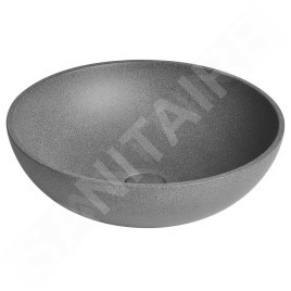 Sapho Lavabos - Vasque de lavabo Turf, diamètre 440 mm, sans trou pour mitigeur, granite noir AR436