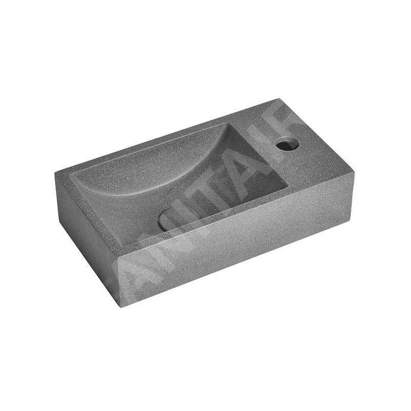 Sapho Small - Lave-mains 400x220 mm, sans trop-plein, un trou de robinetterie à droite, granite noir AR409