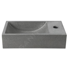 Sapho Small - Lave-mains 400x220 mm, sans trop-plein, un trou de robinetterie à droite, granite noir AR409