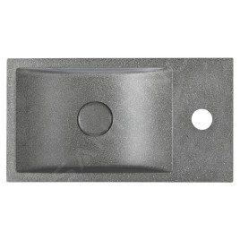 Sapho Small - Lave-mains 400x220 mm, sans trop-plein, un trou de robinetterie à droite, granite noir AR409