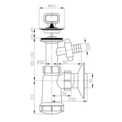 Bruckner Accessoires - Siphon de lavabo avec robinet 1 1/4, sortie et bouchon, bonde 40 mm, blanc 151.114.0