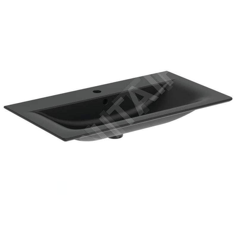 Ideal Standard Connect Air - Meuble-lavabo 840x460x165 mm, avec trop-plein, trou pour la robinetterie, noir E0279V3
