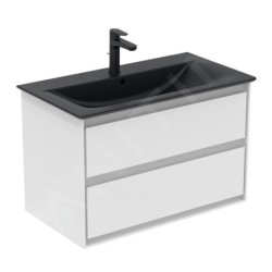 Ideal Standard Connect Air - Meuble-lavabo 840x460x165 mm, avec trop-plein, trou pour la robinetterie, noir E0279V3