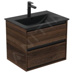 Ideal Standard Connect Air - Meuble-lavabo 640x460x165 mm, avec trop-plein, trou pour la robinetterie, noir E0289V3