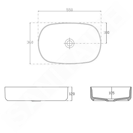Sapho Infinity - Vasque à poser, 550x360 mm, sans trop-plein, vert 10NF65055-2T