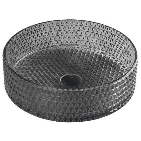 Sapho Beauty - Lavabo à poser, diamètre 395 mm, sans trop-plein, verre noir TY214