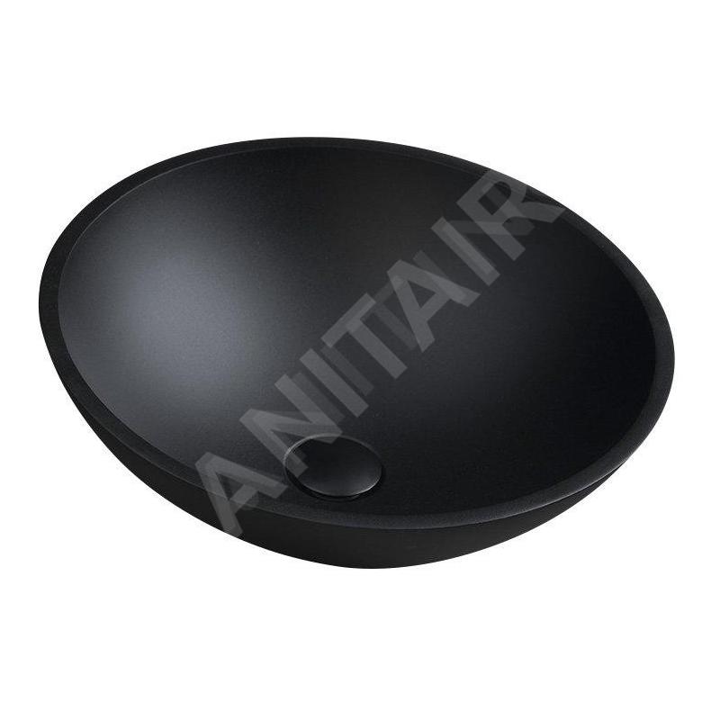 Sapho Beauty - Vasque à poser, diamètre 420 mm, sans trop-plein, verre/noir mat TY181B Sapho Beauty - Vasque à poser, diamètre 420 mm, sans trop-plein, verre/noir mat TY181B