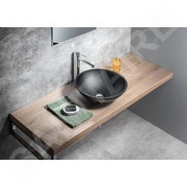 Sapho Beauty - Vasque à poser, diamètre 420 mm, sans trop-plein, verre/noir mat TY181B