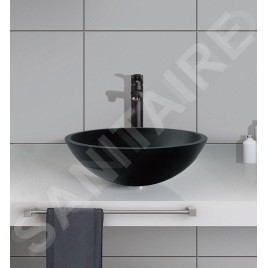 Sapho Beauty - Vasque à poser, diamètre 420 mm, sans trop-plein, verre/noir mat TY181B