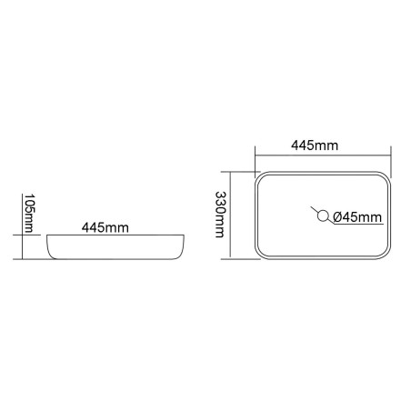 Sapho Beauty - Lavabo pour plan de travail, 445x330 mm, sans trop-plein, verre clair TY227