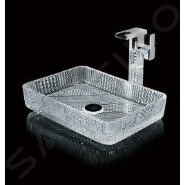 Sapho Beauty - Lavabo pour plan de travail, 445x330 mm, sans trop-plein, verre clair TY227