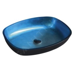 Sapho Beauty - Lavabo à poser, 540x395 mm, sans trop-plein, verre bleu TY224