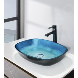 Sapho Beauty - Lavabo à poser, 540x395 mm, sans trop-plein, verre bleu TY224