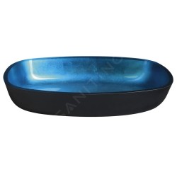 Sapho Beauty - Lavabo à poser, 540x395 mm, sans trop-plein, verre bleu TY224