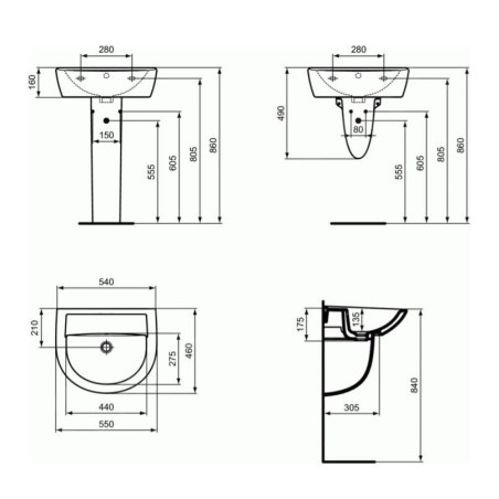 Ideal Standard Eurovit - Cache-siphon pour l'évier, blanc W333001