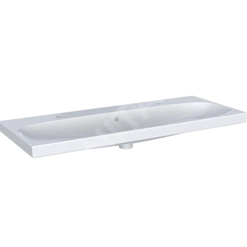 Geberit Acanto - Double lavabo 1200x482 mm, avec trop-plein, 2 trous pour robinetterie, blanc 501.880.00.1 Geberit Acanto - Double lavabo 1200x482 mm, avec trop-plein, 2 trous pour robinetterie, blanc 501.880.00.1