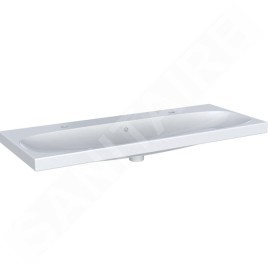 Geberit Acanto - Double lavabo 1200x482 mm, trop-plein, 2 trous pour robinetterie, KeraTec, blanc 501.880.00.2