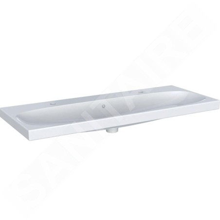 Geberit Acanto - Double lavabo 1200x482 mm, trop-plein, 2 trous pour robinetterie, KeraTec, blanc 501.880.00.2