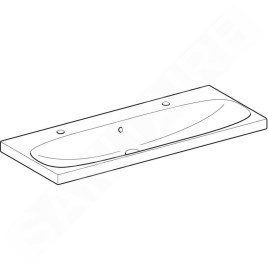 Geberit Acanto - Double lavabo 1200x482 mm, trop-plein, 2 trous pour robinetterie, KeraTec, blanc 501.880.00.2
