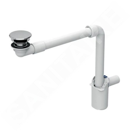 Geberit Accessoires - Siphon de lavabo gain de place, avec vidage pour les lavabos sans trop-plein, chrome 152.084.21.1