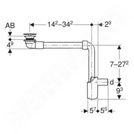 Geberit Accessoires - Siphon de lavabo gain de place, avec vidage pour les lavabos sans trop-plein, chrome 152.084.21.1