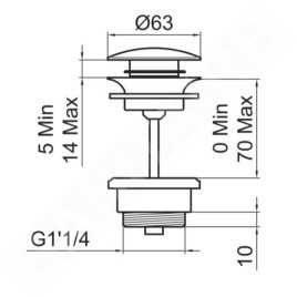 Laufen Kit de vidange - Bonde de lavabo, Click-Clack, inox brossé H3709890901041