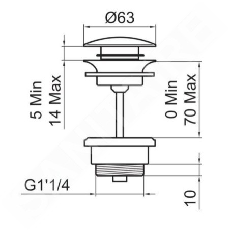 Laufen Kit de vidange - Bonde de lavabo, Click-Clack, inox brossé H3709890901041