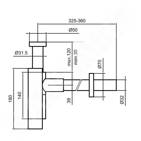 Laufen Kit de vidange - Siphon design, doré brillant H3749800010001