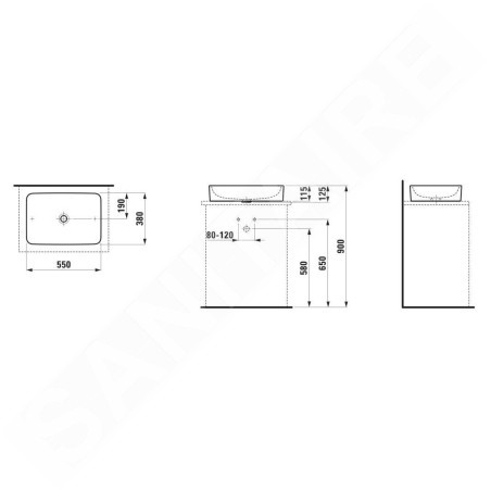 Laufen Pro - Lavabo à poser, 550x380x115 mm, LCC, blanc H8129654001121