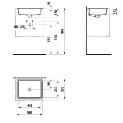 Laufen Savoy - Lavabo encastré 440x330 mm, avec trop-plein, sans trou pour robinetterie, blanc H8189470001551