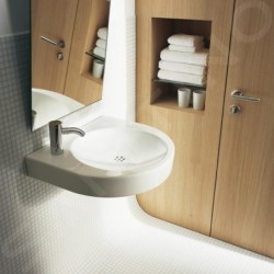 Duravit Architec - Lavabo PMR, 575x520 mm, sans trop-plein, trou pour robinetterie à gauche, WonderGliss, blanc 04435800091