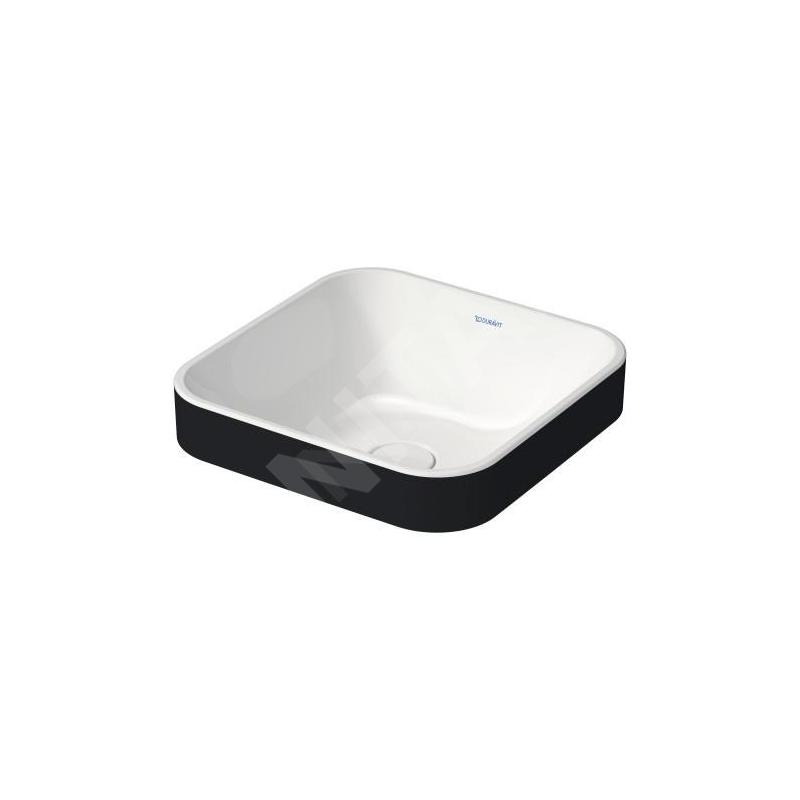 Duravit Happy D.2 Plus - Vasque à poser, 400x400 mm, sans trop-plein, WonderGliss, blanc / anthracite mat 23594061001 Duravit Happy D.2 Plus - Vasque à poser, 400x400 mm, sans trop-plein, WonderGliss, blanc / anthracite mat 23594061001