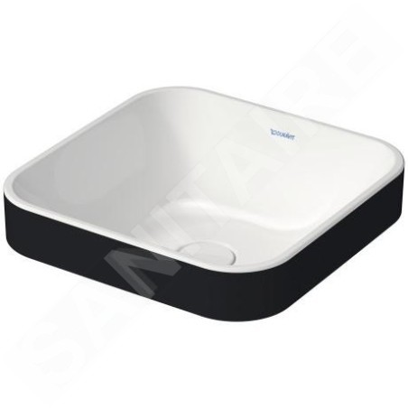 Duravit Happy D.2 Plus - Vasque à poser, 400x400 mm, sans trop-plein, WonderGliss, blanc / anthracite mat 23594061001