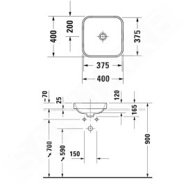 Duravit Happy D.2 Plus - Vasque à poser, 400x400 mm, sans trop-plein, WonderGliss, blanc / anthracite mat 23594061001