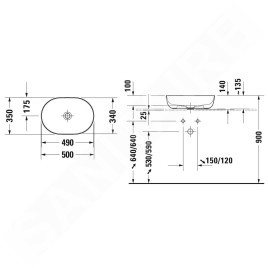 Duravit Luv - Vasque, 500x350 mm, sans trop-plein, WonderGliss, blanc / gris mat 03795023001