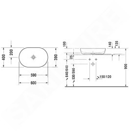 Duravit Luv - Vasque, 600x400 mm, sans trop-plein, WonderGliss, blanc / blanc satin mat 03796026001