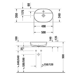 Duravit Luv - Vasque, 500x350 mm, sans trop-plein, avec trou pour robinetterie, blanc / blanc satin mat 0380502600