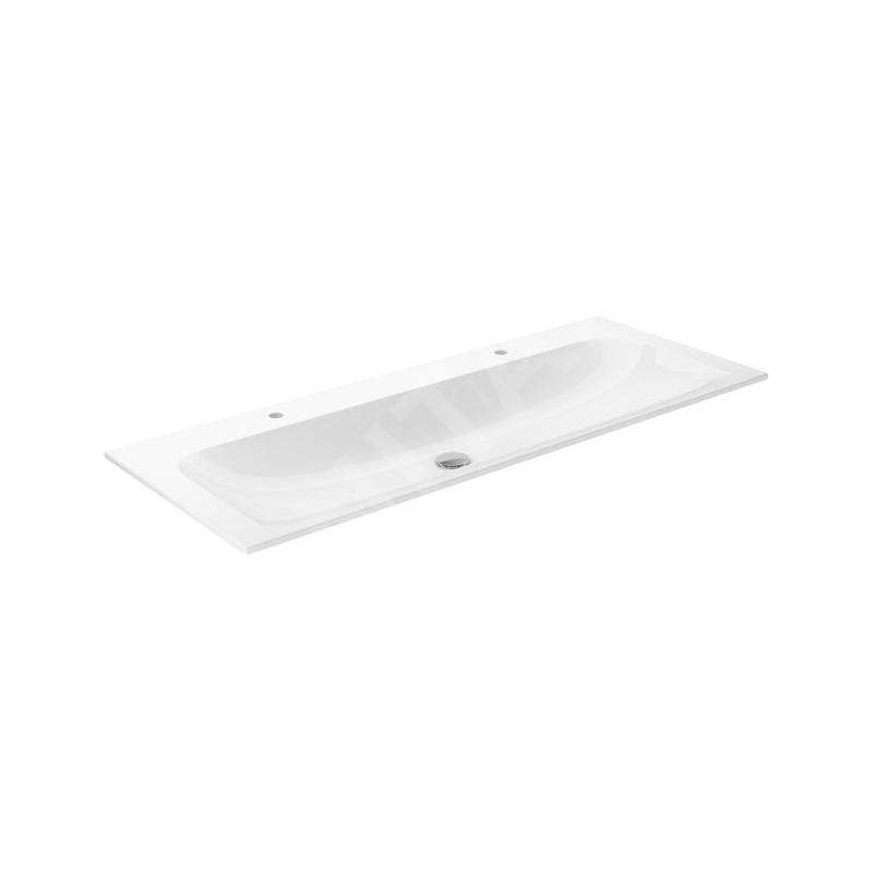 Keuco Plan - Double lavabo 1208x494 mm, sans trop-plein, 2 trous pour robinetterie, CleanPlus, blanc 32980311202 Keuco Plan - Double lavabo 1208x494 mm, sans trop-plein, 2 trous pour robinetterie, CleanPlus, blanc 32980311202